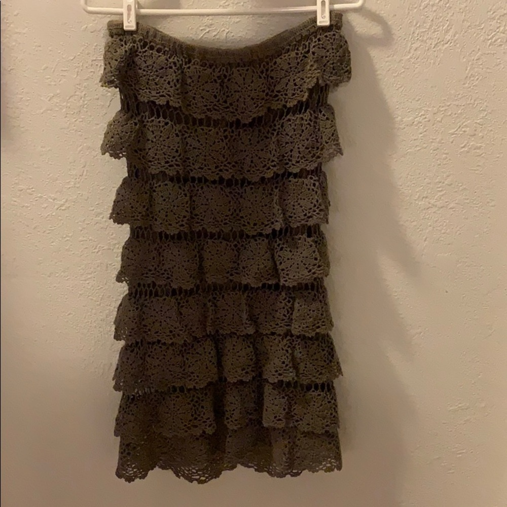 Strapless Olive Green Crochet Dress